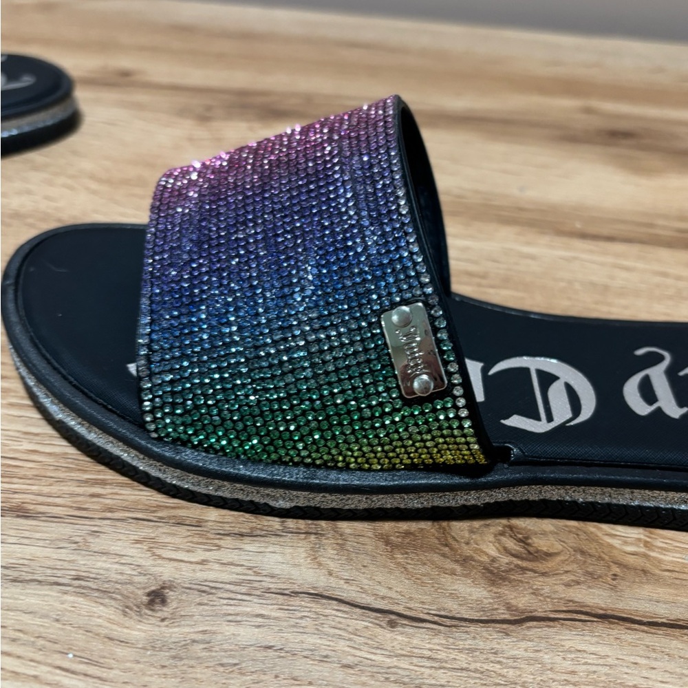 Juicy Couture Women's Multicolor bling  Slide Sandals size 6.5 - Picture 4 of 6